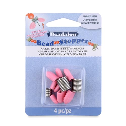 Beadalon Bead Stopper, Combo Pack, Pink Tips, 2 Large, 2 Small, 4 pc - size: Combo Pack, 4 pc