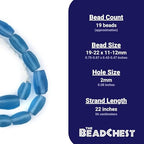 The Bead Chest Light Blue Faceted Cylinder Java Recycled Glass Beads (20x12mm) - color: Light Blue