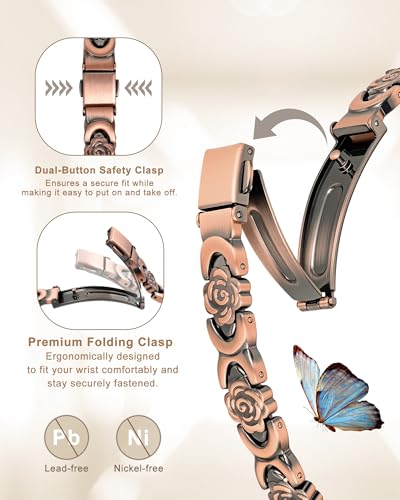 Magnetic Bracelets for Women, 99.99% Pure Copper Bracelet, 3800 Gauss, Adjustable Sizing, Women's Bracelets With Built-in Magnets, Gift Packaging, Fashion Jewelry Gift. - color: Copper-5X