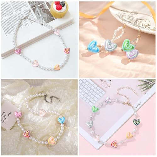 LiQunSweet 50 Pcs Colorful Acrylic Beads Rainbow Plated 17mm Acrylic Heart Beads Loose Beads Spacer for DIY Necklace Bracelet Jewelry Craft Making - color: Acrylic Rainbow Plated Heart Beads_50 Pcs