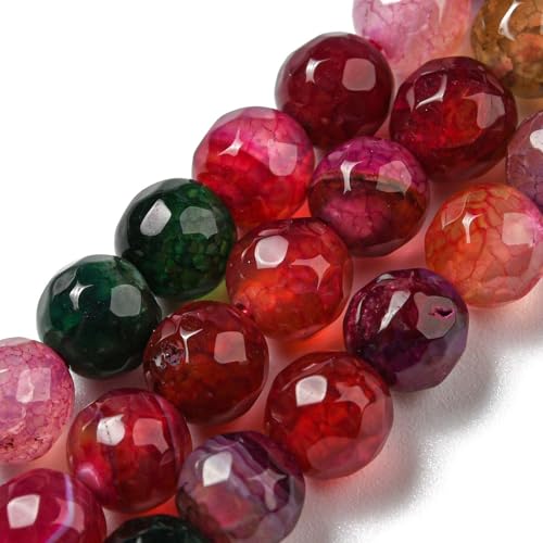 62pcs 6mm Natural Agate Beads Strands Faceted Round Small Loose Crystal Gemstone Bead Spacer for DIY Jewelry Making Accessories Red - color: Red