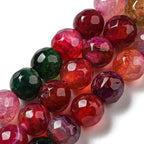 62pcs 6mm Natural Agate Beads Strands Faceted Round Small Loose Crystal Gemstone Bead Spacer for DIY Jewelry Making Accessories Red - color: Red
