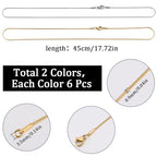 SUNNYCLUE 12 Pack 18 Inch/ 0.45m 1mm Stainless Steel Snake Chain Bulk Silver Gold Snake Chains Necklace Metal Lobster Claw Clasps Cable Chains Necklaces for Jewelry Making Supplies Women Adult DIY - color: Golden,Silver