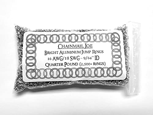 1/4 Pound Bright Aluminum Chainmail Jump Rings 18G 9/64" ID (2500+ Rings) - size: 18SWG 9/64" ID