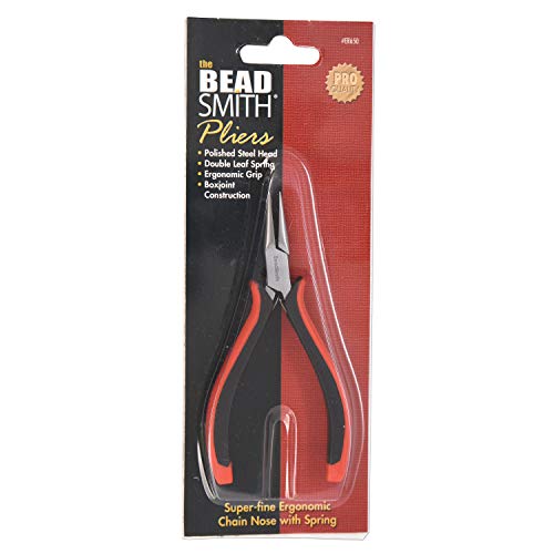 The Beadsmith Chain Nose Pliers – Fine Tips – 5 inches (127mm) – Ergonomic Handle with Double Leaf Springs – Jewelry Making Tool for Creating Bracelets, Earrings and Necklaces - size: Chain Nose - 5"