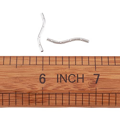 KISSITTY 300-Piece 1.5mm by 21mm Silver Long Curved Noodle Tube Spacer Beads with 0.5mm Hole for DIY Jewelry Making - color: Silver Curved, size: 21mm