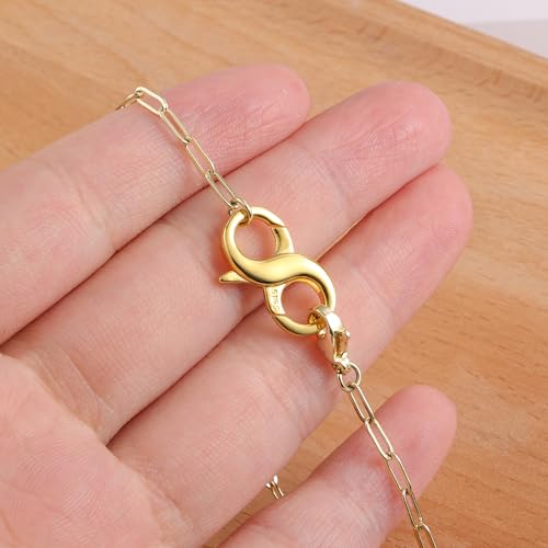 Double Opening Lobster Clasps, Solid 925 Sterling Silver Clasp and Closures, Necklace Bracelet Extender for DIY Jewelry Finding Supplies (18 X 9mm Gold) - color: Gold 1PCS, size: 9*18mm