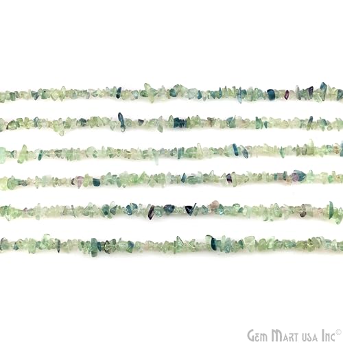 GM GemMartUSA Flourite Natural Raw Chip Beads Strands | Semi-Precious | AAA+ Quality 1 Strand 34” | DIY Bracelet Jewelry Making, Healing Crystal Craft| 4-6mm - Green-Color Gemstones (CHFL-70001) - color: Flourite (CHFL-70001)