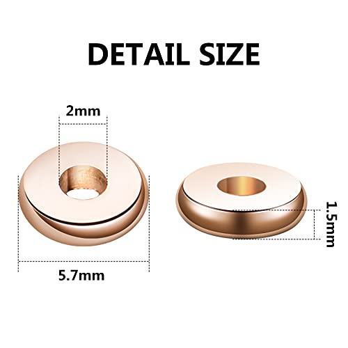 200pcs Gold Plated Flat Round Spacer Beads Brass Disc Spacers Beads Rondelle Spacers Loose Beads Jewelry Spacer Charm Beads for DIY Bracelet Necklace Crafts - color: KC Gold