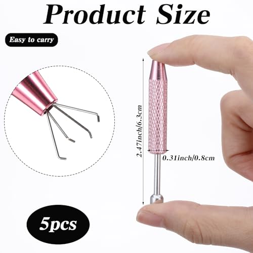 5PCS Piercing Tools for Changing Jewelry, Mini Stainless Steel 4-Claw Jeweler's Pick up Tool Piercing Ball Grabber Tool for Ic Chip Electronic Components Small Parts(2.47×0.31 Inches, 5 Colors)
