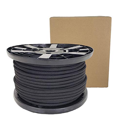 3/8" Black Shock Cord, Marine Grade Polyester Bungee Cord, 250 ft Spool, UV Resistant Elastic Rope - size: (#12) 3/8" x 250 feet