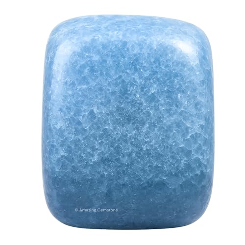 Amazing Gemstone Blue Calcite Crystal Tumbled Stones Polished Rocks - Natural Gem Stones for Healing - DIY Crystals for Protection (1 Piece) - color: Blue Calcite