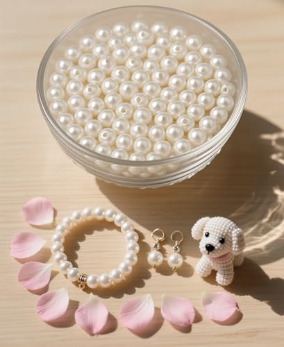 Laopottbeads 900 Pcs Ivory White 6MM Pearl Beads for Jewelry Making Round Pearl DIY Kit for Bracelets, Earrings, Necklaces & Anklets - color: Ivory White, size: 6 mm, 900 pcs