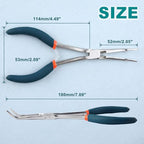 SPEEDWOX Long Reach Needle Nose Pliers with Serrated Jaws Bend Nose Pliers Fish Pliers Hook Remover Angled Needle Nose Plier with Cutter for Hard to Reach Narrow Spaces Jewerly Making - style: Needle Nose Pliers with bend nose