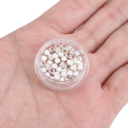 BEADIA Silver Plated Cube Spacer Beads Round 3x3mm 50pcs for Jewelry Making Findings Non Tarnish - color: Silver, size: 3x3mm Round Cube