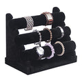 3 Tier Detachable Black Velvet Bracelet Holder, Bracelet Jewelry Display Stand For Selling, Watch Scrunchie Head Ties Rack Organizer For Show (Black Velvet) - color: Black Velvet