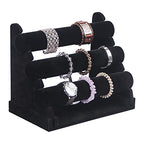 3 Tier Detachable Black Velvet Bracelet Holder, Bracelet Jewelry Display Stand For Selling, Watch Scrunchie Head Ties Rack Organizer For Show (Black Velvet) - color: Black Velvet