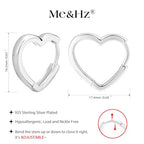 Me&Hz Gold Huggie Earrings Small Huggie Hoop Earrings for Women 14K Gold Plated Hypoallergenic Cubic Zirconia Huggies Mini Silver Hoop Earring for Women - color: Heart, Silver