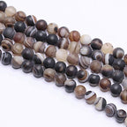 Natural Gemstone Loose Beads Smooth Round Approxi 15 inch DIY Bracelet Necklace for Jewelry Making (8mm, Matte Brown Stripe Agate) - color: Brown Stripe Agate, size: 8mm