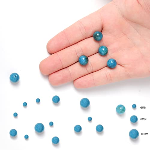60pcs 6mm Natural Stone Beads Blue Apatite Beads Energy Crystal Healing Power Gemstone for Jewelry Making, DIY Bracelet Necklace - color: Blue Apatite, size: 6mm