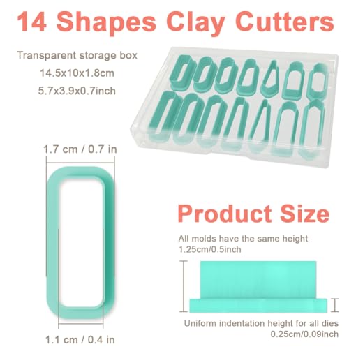 14pcs Rectangle Clay Cutters, Polymer Clay Cutting Tools for Earrings Making, Clay Jewelry Making Kit for Handicraft Enthusiasts - style: Long rectangle theme (14 pcs)