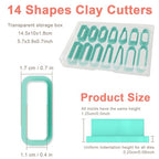 14pcs Rectangle Clay Cutters, Polymer Clay Cutting Tools for Earrings Making, Clay Jewelry Making Kit for Handicraft Enthusiasts - style: Long rectangle theme (14 pcs)