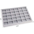 Grey Velvet Stackable 30 Compartments Jewelry Tray Showcase Display Organizer Holder Rectangle Storage Box Case Containers Chest for Women Crystal Stone,Stud Drop Earring,Watch,Bead,Trinket,Diamond - color: Grey 30 Grid