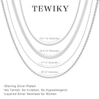 Tewiky Layered Necklaces for Women Non Tarnish- Chunky 14k Gold Plated Herringbone/Snake/Rope/Box/Cuban Link Chain for Women Waterproof Layering Stack Choker Necklace Trendy Dainty Tarnish Free Jewelry Set - color: 4 Layered Necklace Silver