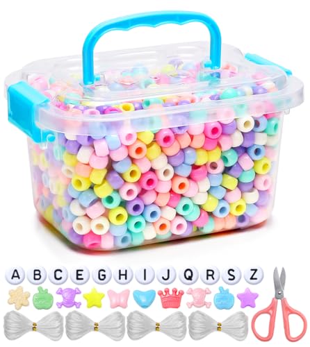 IOOLEEM Macaron Colored Bulk Pony Beads - 1000pcs Kit for Friendship Bracelets & Jewelry Making, Easy Storage - color: Small Macaron color