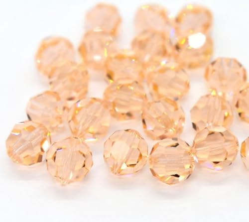100pcs Adabele Austrian 4mm (0.16 Inch) Small Faceted Loose Round Crystal Beads Light Peach Pink Compatible with 5000 Swarovski Crystals Preciosa SS2R-418 - color: Peach/Pink, size: 4mm Small (100pcs)