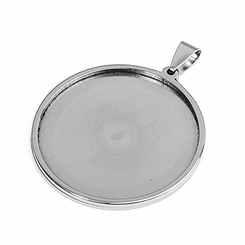 SHUNAE 10pcs stainess Steel cabochon Base Setting 20mm 25mm 30mm Round Cameo Pendant Trays DIY Jewelry Blank Bezel for Necklace Making (30mm) - size: 30mm silver