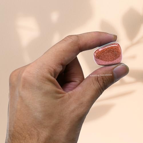 Amazing Gemstone Red Goldstone Crystal Tumbled Stones Polished Rocks - Natural Gem Stones for Healing - DIY Crystals for Protection (1 Piece) - color: Red Goldstone