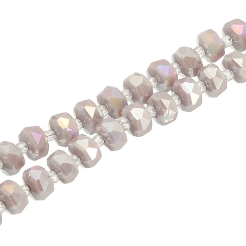 PATIKIL 75 Pcs 8mm OD 5mm Thick Crystal Glass Beads, Rondelle Crystal Beads Faceted Cut Gemstone Strand with Spacer Beads for Craft, Bracelet, Necklace, Light Purple Porcelain - color: Light Purple Porcelain