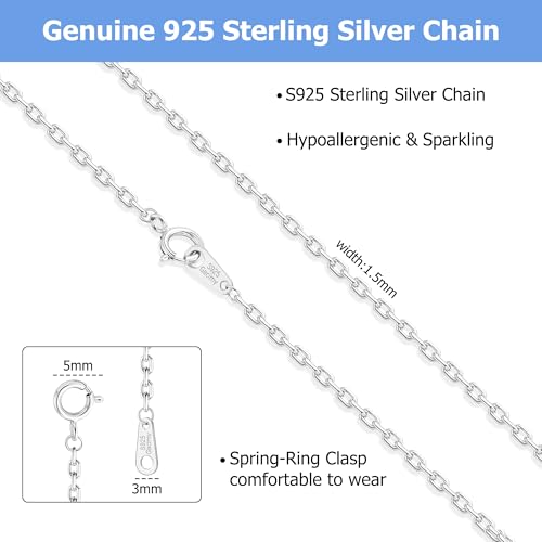 Gacimy 925 Sterling Silver Chain for Women, 1mm 1.3mm 1.5mm 1.8mm Cable Chain Necklaces - size: 18 Inches, style: c.1.5mm Silver