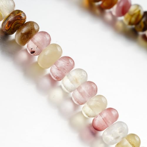 5x8mm Natural Beads Rondelle Spacer Loose Beads for Jewelry Making DIY Crafts Design Handcraft Making 1 Strand 15.5"(Watermelon Quartz) - color: Watermelon Quartz