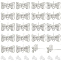 SUNNYCLUE 1 Box 20 Sets 925 Sterling Earring Studs with Loop Earring Posts Findings Silver Rhinestone Bowknot Ear Post Stud with Hole Bulk for Jewelry Making Accessories DIY Crafts Supply - style: Bow 1