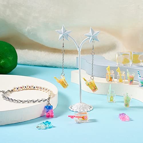 Craftdady Resin Plastic Miniature Food Snack Pendants Charms Ice Drink Juice Pendants Cute Bottle Fruit Keychain Charms Hang Ornament for DIY Craft Earring Bracelet Necklace Jewelry Making - color: Mixed Color Bubble Tea (15 Styles)