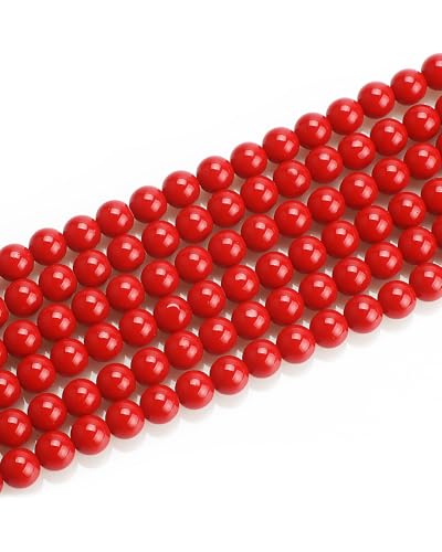8mm Glass Beads 46PCS Glass Beads for Jewelry Making Charm Round Loose Bead for Bracelet Making Kit (Red Agate) - color: Red Agate