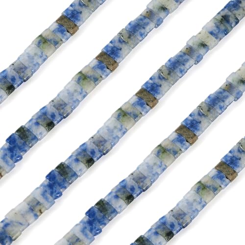1Strand 2 Hole Natural Blue Spot Jasper Beads Natural Stone Tila Beads Gemstone Connector Beads for DIY Multi-Strand Necklace Bracelet Jewelry Making - color: Natural Blue Spot Jasper