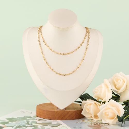 KYUNHOO 9.8 Feet Stainless Steel Jewelry Making Chains Gold Plated Chains Bulk Embossed Oval Chain Links with Lobster Clasps Jump Rings for Handcraft Making Supplies - color: Embossed Oval Gold