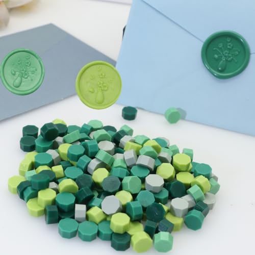 250Pcs Green Mix Sealing Wax Beads for WaxSeal Stamp, Green WaxSeal Beads Set with 5 Colors Perfect for Gift Sealing, Letter Wax Sealing (250, Green Mix) - color: Green Mix