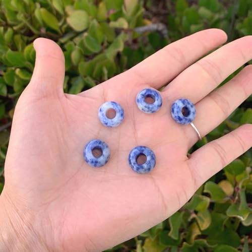 Adabele 30pcs Natural Chinese Sodalite Gemstone 8x14mm Donut Rondelle Beads Large Hole ID 5.6mm for DIY Craft Jewelry Making GW-A10 - color: Chinese Sodalite, size: 14mm x 8mm - 30pcs