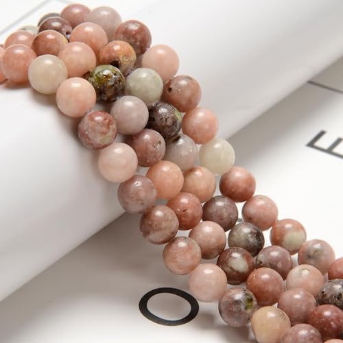 75pcs(2 Strand) 10mm Natural Plum Blossom Jasper Gemstone Beads, Round Cherry Agate Stone Beads for Jewlery Bracelets Earrings Making DIY - color: Cherry Blossom Agate, size: 10mm