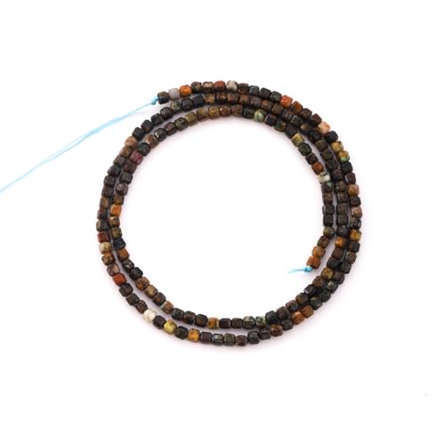 Faceted Natural African Turquoise 2-3mm Cube Square Loose Beads Gemstone Small Loose Beads Healing Crystal Energy Stone for DIY Jewelry Making 15" - color: African Turquoise