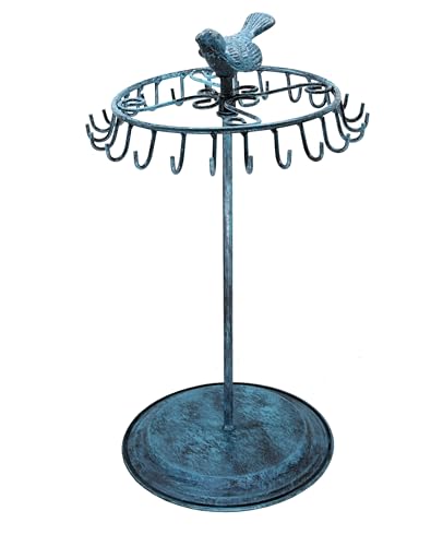 Bird Rotating Necklace Holder Bracelet Stand/Jewelry Organizer/Jewelry Tree, Turquoise - color: Turquoise