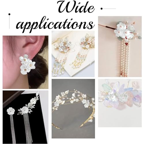 Ipotkitt 200 Pcs 10 Styles White Acrylic Flower Bead Caps ABS Plastic Spring Beads Imitation Pearl Flower Shaped Bead Caps Floral End Caps for DIY Craft Necklaces Bracelets Jewelry Making - color: 200pcs-White Flower Bead Caps-6.5~14.5mm