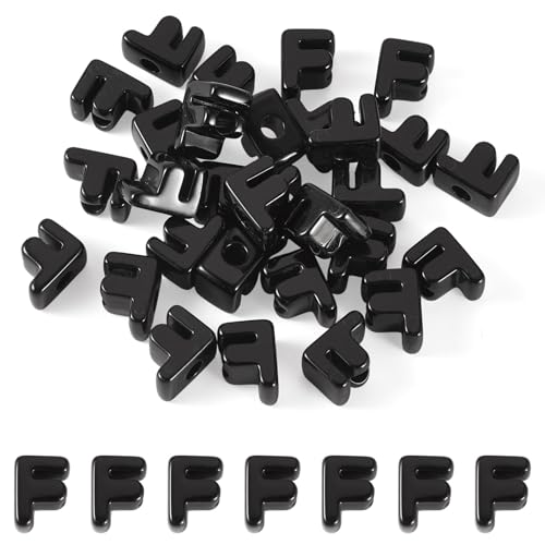 Craftora 30Pcs 20mm Black Large Letter Beads, Acrylic Big Alphabet Beads, Jumbo Initial Letter F Bead with Large Hole for Friendship Bracelets Keychain Bag Charms Shoelaces - color: Letter F