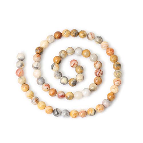 60PCS 6mm Natural Yellow Crazy Lace Agate Gemstone Round Loose Beads for Jewelry Making 1 Strand 15" - color: Yellow Crazy Lace Agate, size: 6mm 60pcs