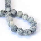 KISSITTY 235pcs 8mm Frosted Natural Black Silk Stone/Netstone Bead Strands, Mixed Gemstone Crystal Beads Round Chakra Beads Energy Healing Crystals Gemstones for DIY Jewelry Making - color: Frosted Natural Black Silk Stone/Netstone