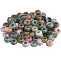 SUNYIK Indian Agate Large Hole (6mm) Rondelle Loose Charms European Bead fits Bracelet,Jewelry Makings Pack of 20 - color: #1-Multi Green-Indian Agate, size: 14x8mm